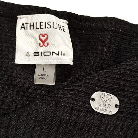 Sioni Athleisure Sweater Womens Large Black Bloomingdales Dolman Sleeve Wool Bln - Picture 8 of 9